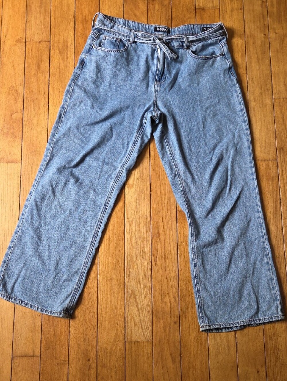 Buffalo David Bitton Light Blue Wide-Leg Women's Jeans with Tie Waist - Picture 4 of 5